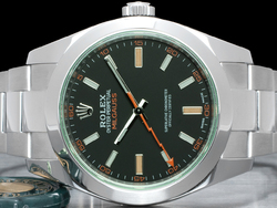 Rolex Milgauss 116400GV Green Crystal Black Dial 